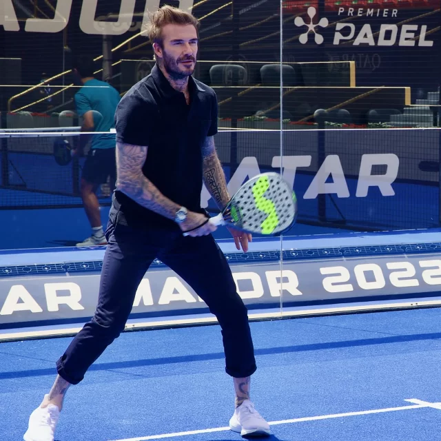 David Beckham playing padel.